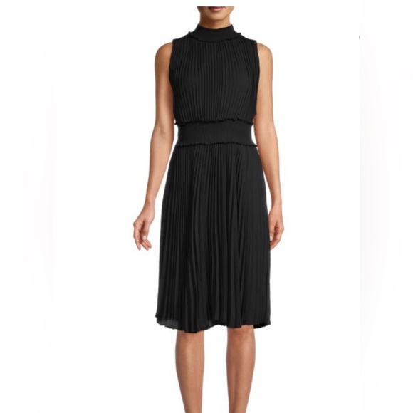 Nanette Lepore Dresses & Skirts - Nanette Lepore Black Pleated High Neck Sleeveless Midi Dress Size 10